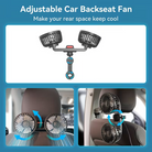 Dual Head Car Cooling Fan 360 Degree Rotating Strong Wind Rear Seat Headrest Fan Low Noise Portable Air Circulator Car Accessories Car Gadgets