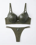 Sajiero Padded Bra Set - Leather Fit - Green