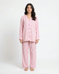 Sajiero Summer Crinkled Pajama Suit - Love Checks