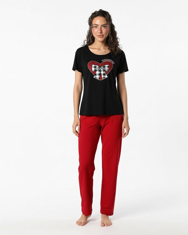 Sajiero Cotton PJ Set - Red Chic