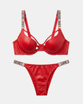 Sajiero Non Padded Underwire Bra Set - True Fit - Red