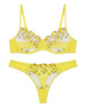 Sajiero Non Padded Bra Set - Noir Rose - Yellow