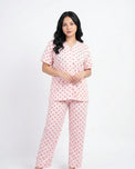 Sajiero Cotton PJ Set - Heart Bliss - Pink