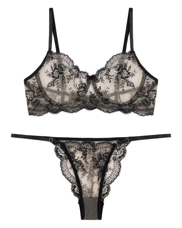Sajiero Non Padded Bra Set - Florisse - Black