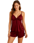 Sajiero 2 Piece Inner Top and Short Silk Cami Set