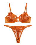 Sajiero Non Padded Bra Set - Roselle Bloom - Rust