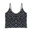 Black tank top with white pattern on a white background