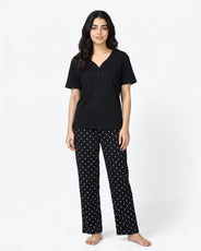 Sajiero Cotton PJ Set - Mono Dot