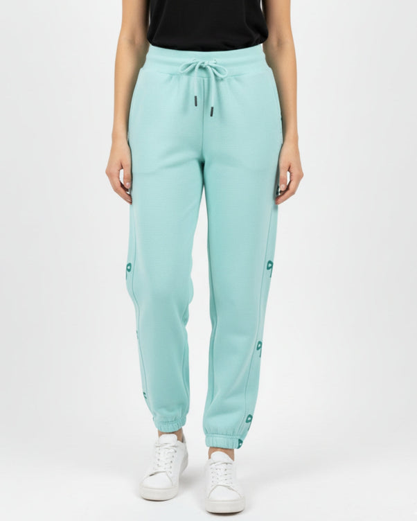 Sajiero Fleece Trouser -Bow Print - Aqua Blue