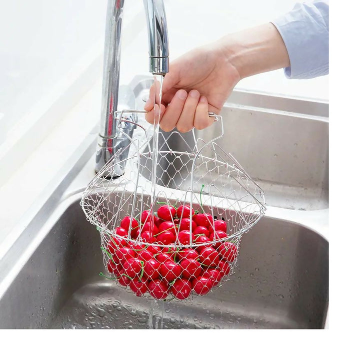 Vegetable Frying, Foldable Strainer, Chef Basket 12 IN 1
