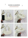 Elegant Moon Style Crescent Crossbody Bag for Women - Compact Leather Shoulder Handbag with Adjustable Long Strap