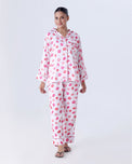 Sajiero Silk Pajama Suit with Scrunchie - Lush Lips
