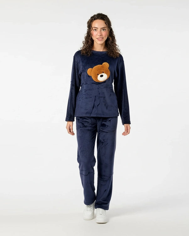 Sajiero Fleece Pajama Suit - Blue Teddy