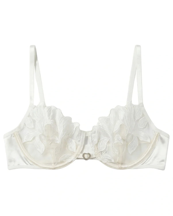 Sajiero Non Padded Bra Set - Roselle Bloom - White