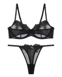 Sajiero Non Padded Bra Set - Noir Whisper - Black