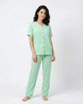 Sajiero Cotton PJ Set - Heart Bliss - Green
