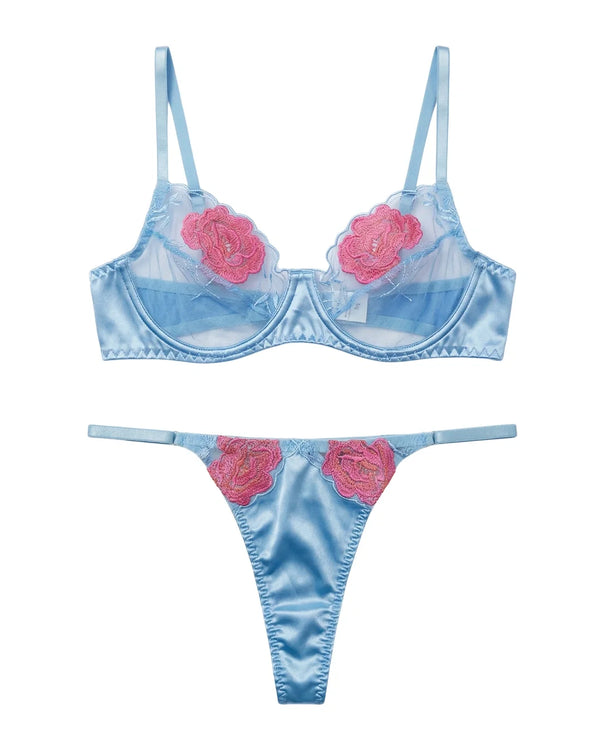 Sajiero Non Padded Bra Set - Solea - Blue