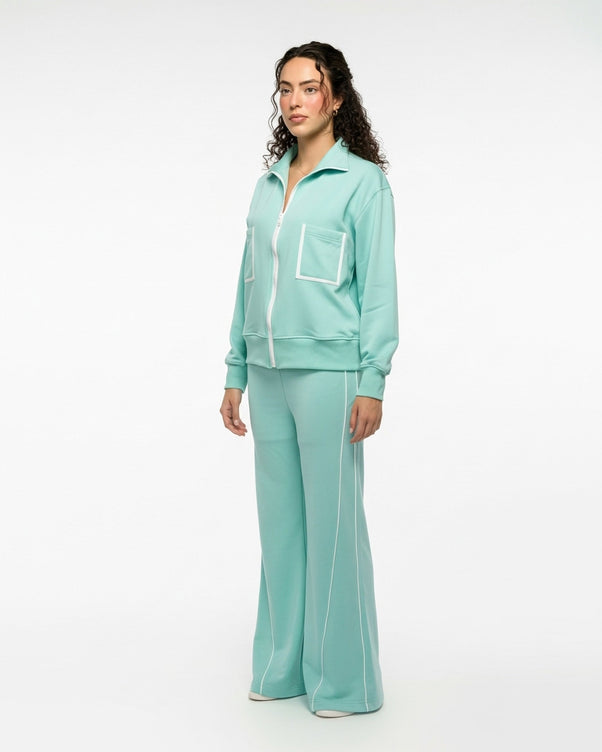 Sajiero Fleece Tracksuit -Comfy Zip - Aqua