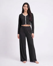 Sajiero Cotton PJ Set - Velour - Black