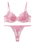 Sajiero Non Padded Bra Set - Petal Luxe - Pink