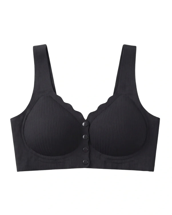 Sajiero Front-Button Bra - Zova - Black