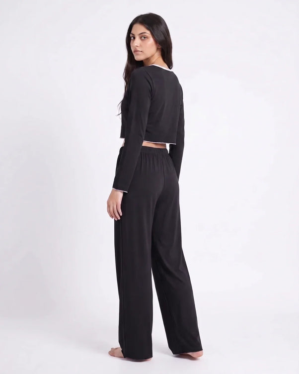 Sajiero Cotton PJ Set - Velour - Black