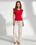 Sajiero Cotton PJ Set - Heart Ease - Red