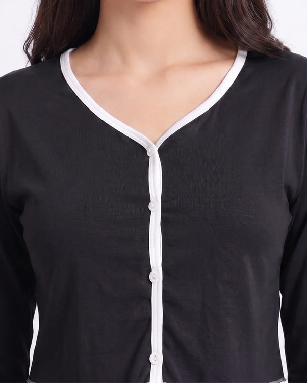 Sajiero Cotton PJ Set - Velour - Black