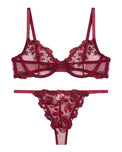 Sajiero Non Padded Bra Set - Crimson Noir - Maroon