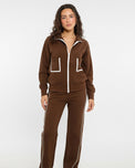 Sajiero Fleece Tracksuit -Comfy Zip - Brown