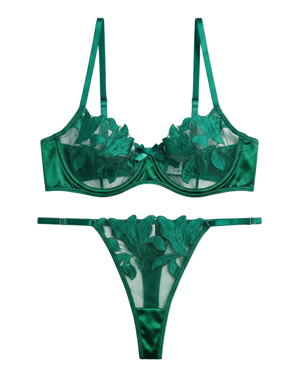 Sajiero Non Padded Bra Set - Petal Luxe - Green