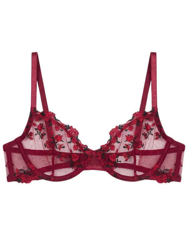 Sajiero Non Padded Bra Set - Crimson Noir - Maroon