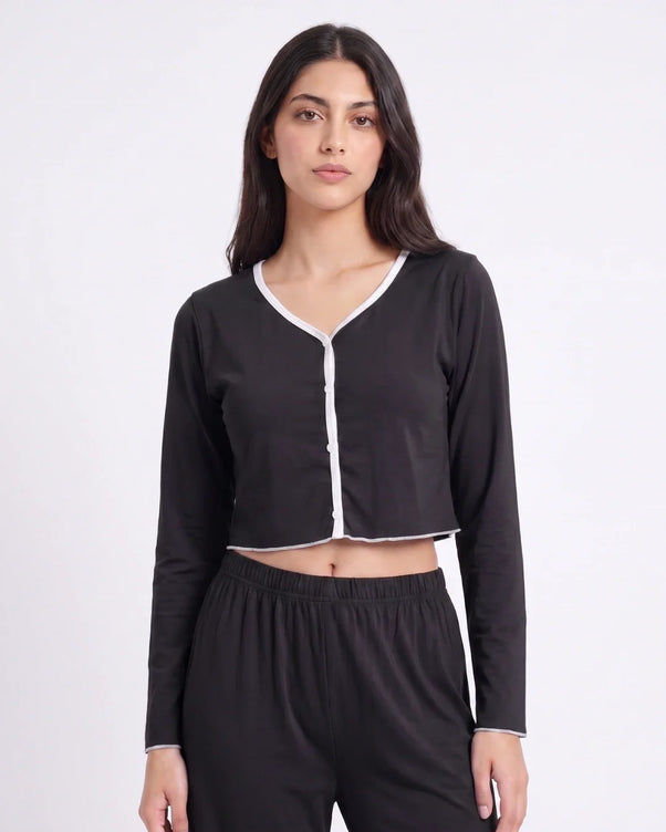 Sajiero Cotton PJ Set - Velour - Black