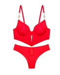 Sajiero Padded Bra Set - Classic Shape - Red