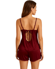 Sajiero 2 Piece Inner Top and Short Silk Cami Set