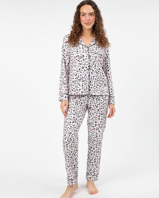 Sajiero Silk Pajama Suit - Ivory Heart