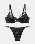 Sajiero Non Padded Underwire Bra Set - True Fit - Black