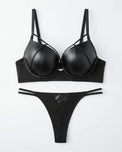 Sajiero Padded Bra Set - Leather Fit - Black