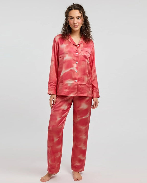 Sajiero Linen Pajama Suit - Rose Dusk