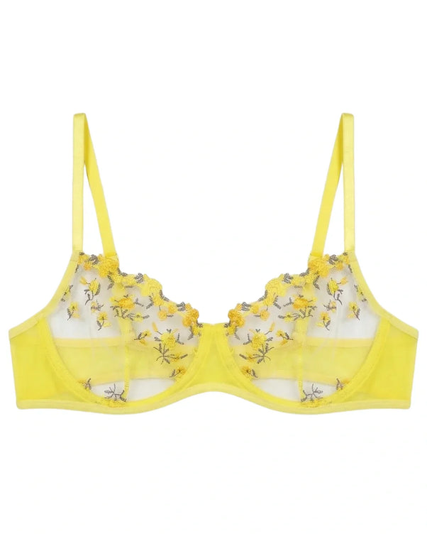 Sajiero Non Padded Bra Set - Noir Rose - Yellow