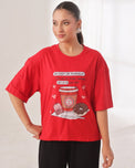 Sajiero Drop Shoulder Graphic Tee - Go Easy Red