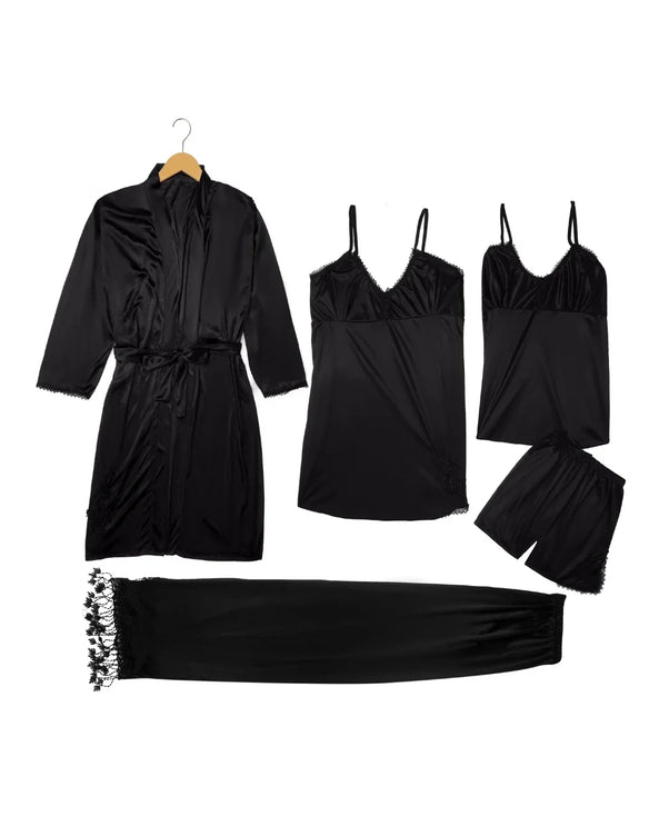 Sajiero Royal Bridal Silk 5pcs Nightgown set