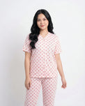 Sajiero Cotton PJ Set - Heart Bliss - Pink