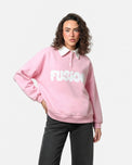 Sajiero Fleece Polo Style Sweatshirt - FUSION - Pink