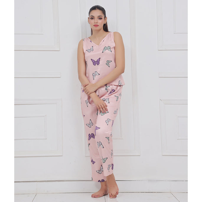 Sajiero Silk Sleeveless Pj Suit - Dreamy Butterfly
