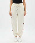 Sajiero Fleece Trouser -Bow Print - Off White