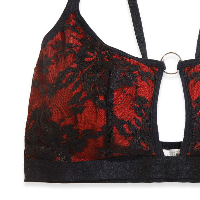 Sajiero Flora Maroon Embroidered Bra