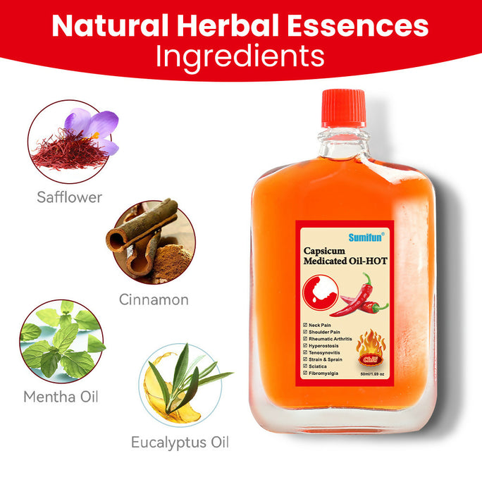 Sumifun Capsicum Herbal Massage Oil 50ml | Warming Body Massage Oil | Botanical Massage Formula | External Use Body Oil