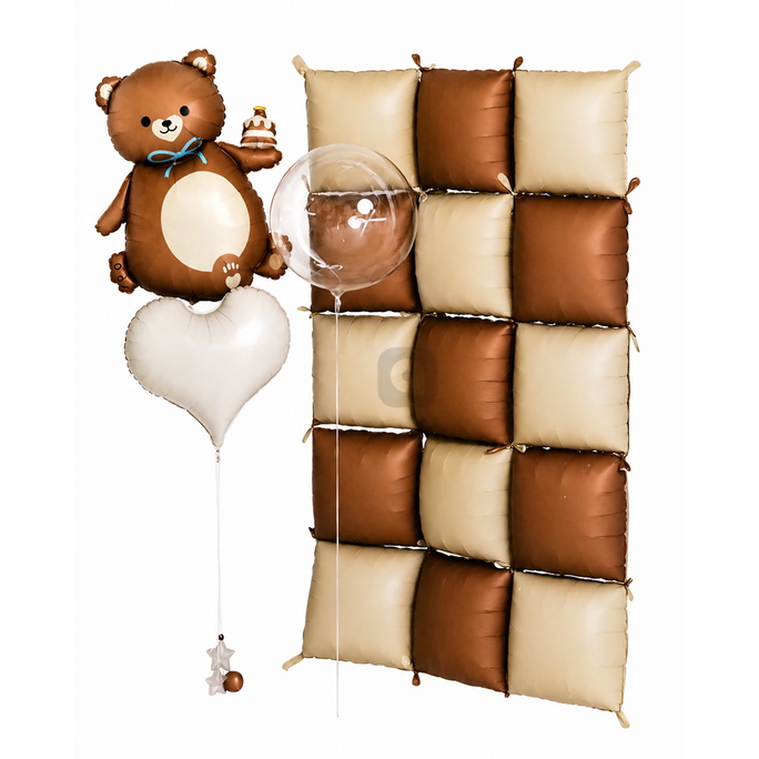 Teddy Bear Foil Balloon & Foil Balloon Wall Decoration Set