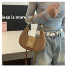 Elegant Moon Style Crescent Crossbody Bag for Women - Compact Leather Shoulder Handbag with Adjustable Long Strap